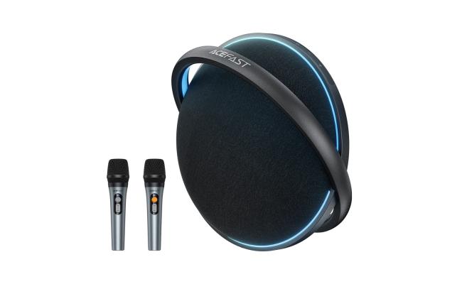 ACEFAST K5 Max IPX4 Waterproof Portable Karaoke Bluetooth-compatible Speaker with Dual Wireless Microphones - Black